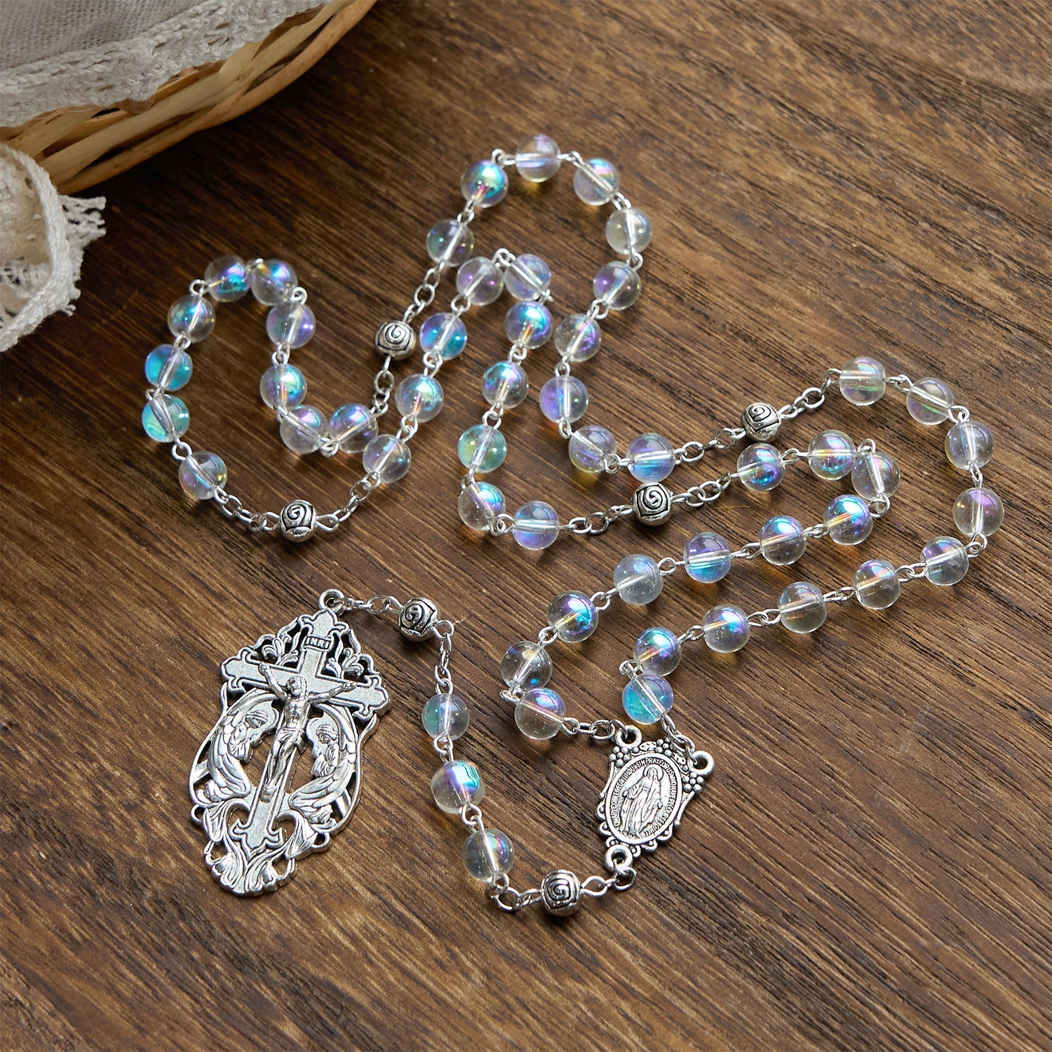 christiandiscipleshop Handmade Multicolored Refraction Glass Bead Rosary: Connecting with Faith