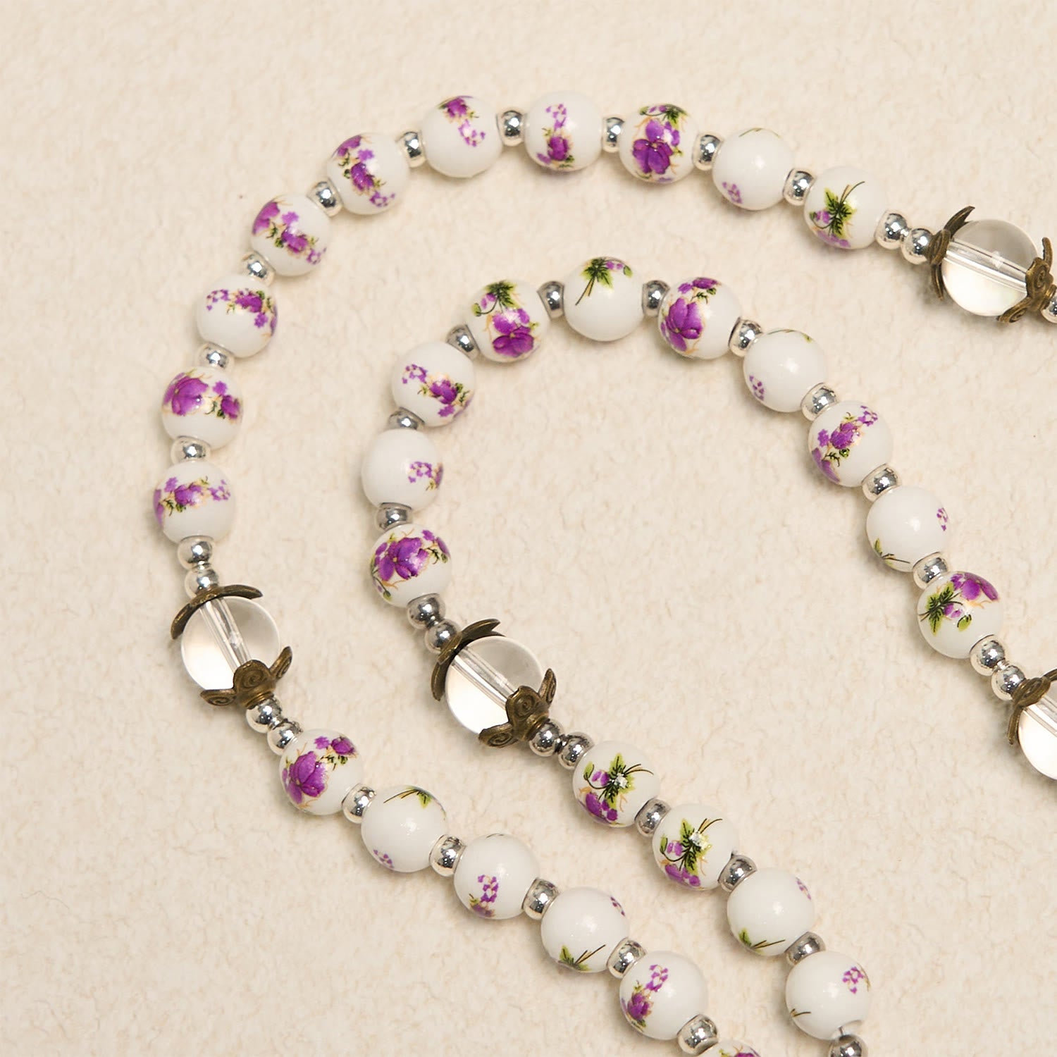 christiandiscipleshop Handmade Violet - Inspired Rosary: A Heavenly Craft with Purple Floral Porcelain Beads