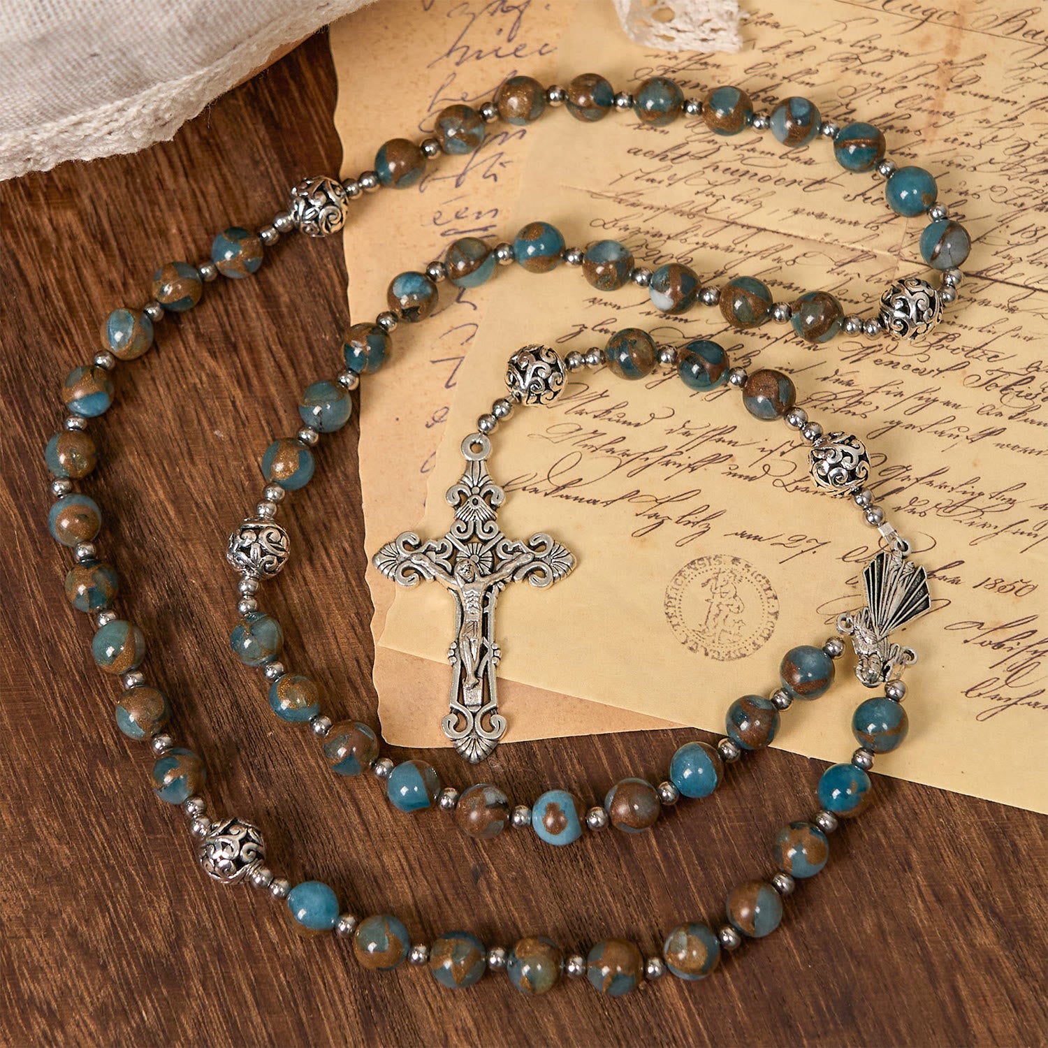 Christiandiscipleshop Divine - Inspired Lake - Blue Cloisonné Rosary: A Christian's Spiritual Anchor