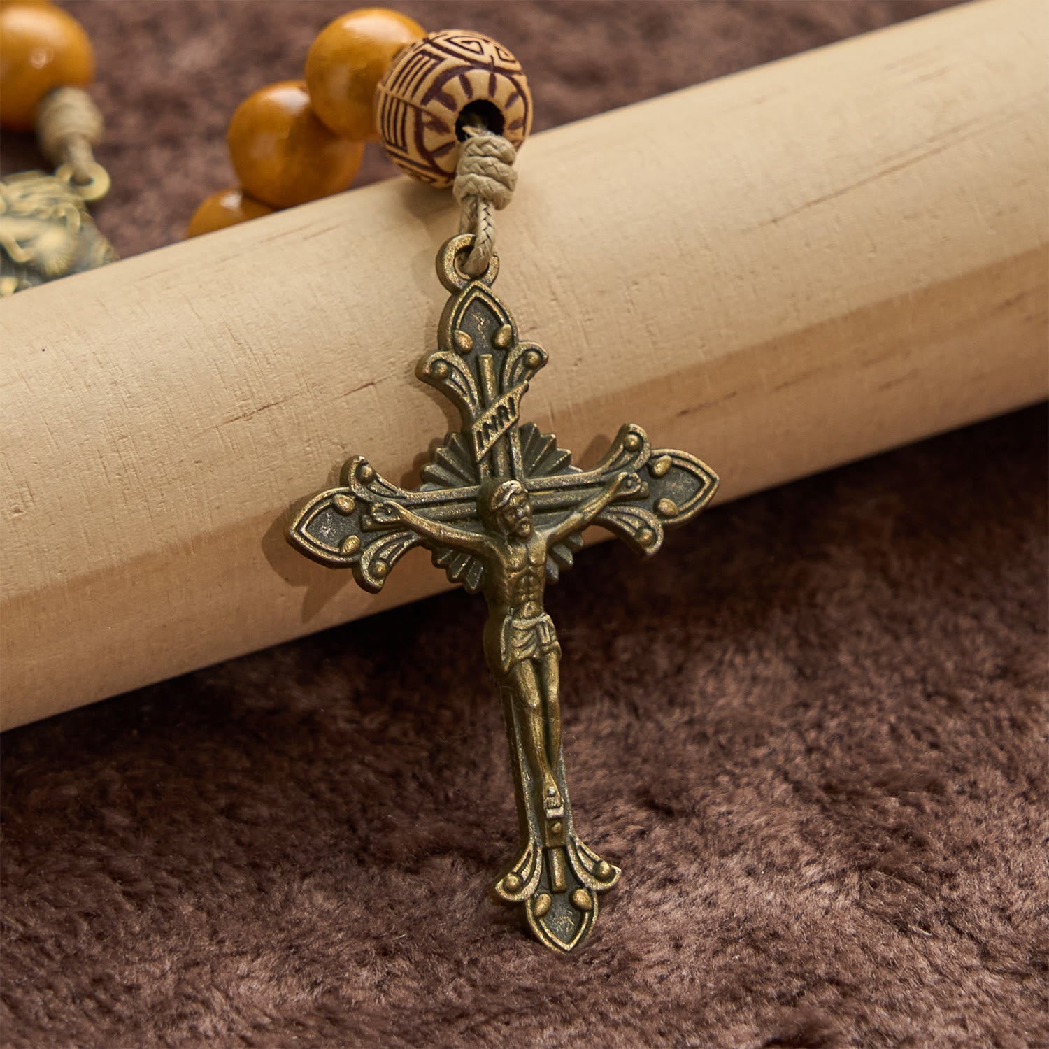 FREE Today: Holy Family & Crucifix of Handmade 10mm Olive Wood Bead Rosary for Holy Prayer