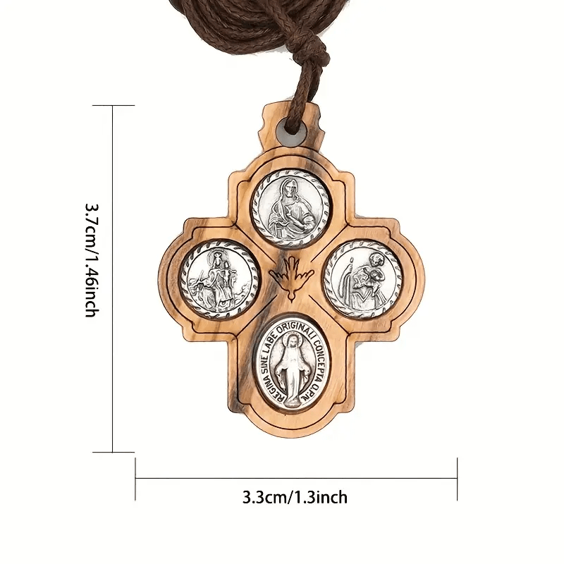 Christianartworkshop Classic Olive Wood Four Way Cross Necklace: A Rare and Sacred Token of Faith