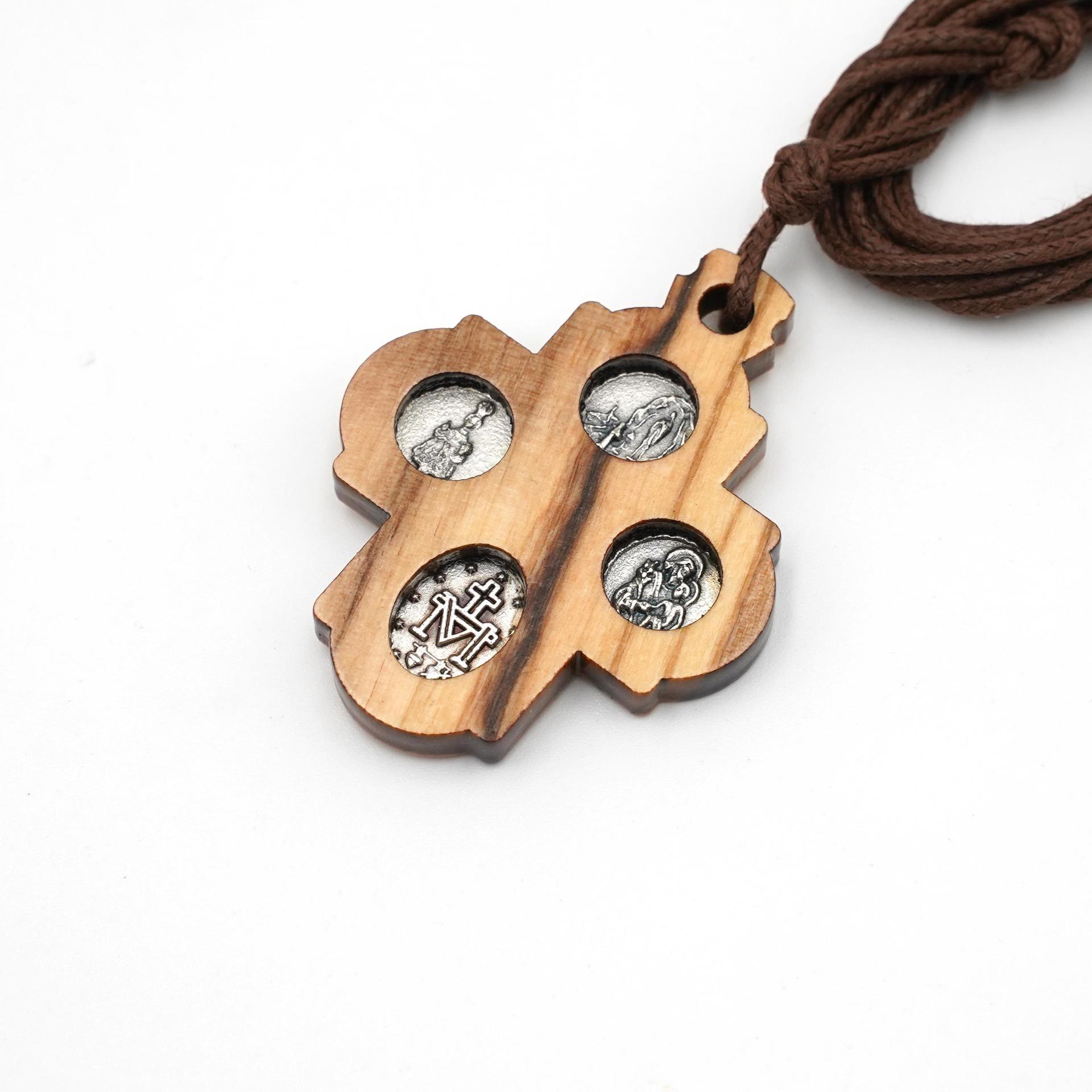 Christianartworkshop Classic Olive Wood Four Way Cross Necklace: A Rare and Sacred Token of Faith