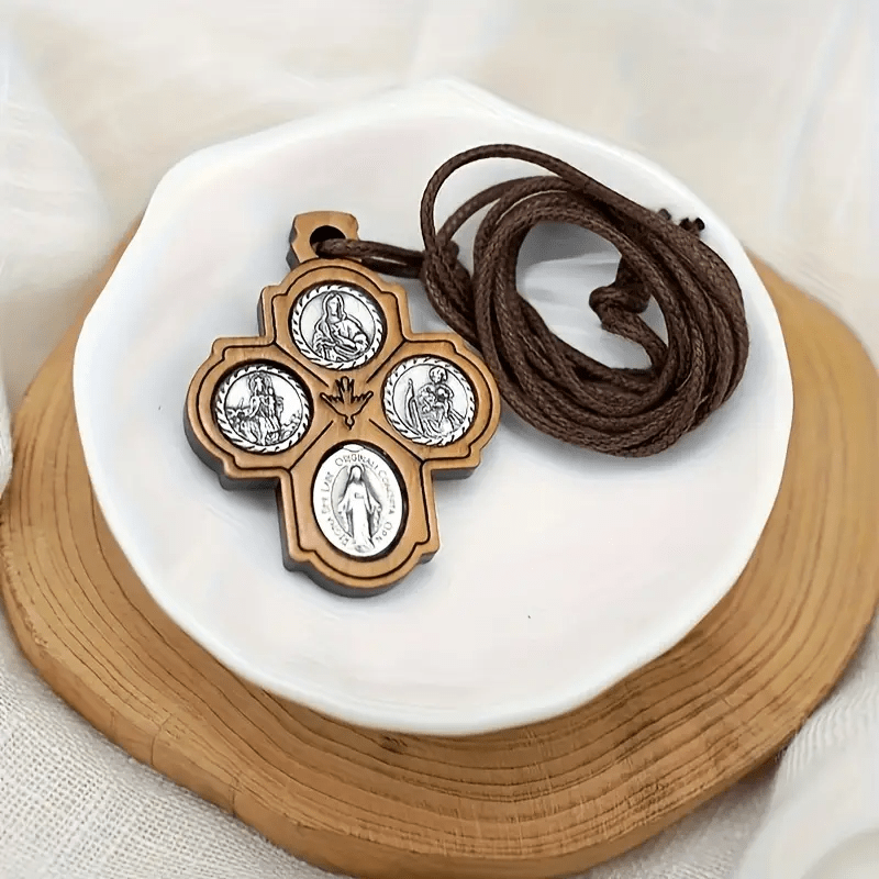 Christianartworkshop Classic Olive Wood Four Way Cross Necklace: A Rare and Sacred Token of Faith