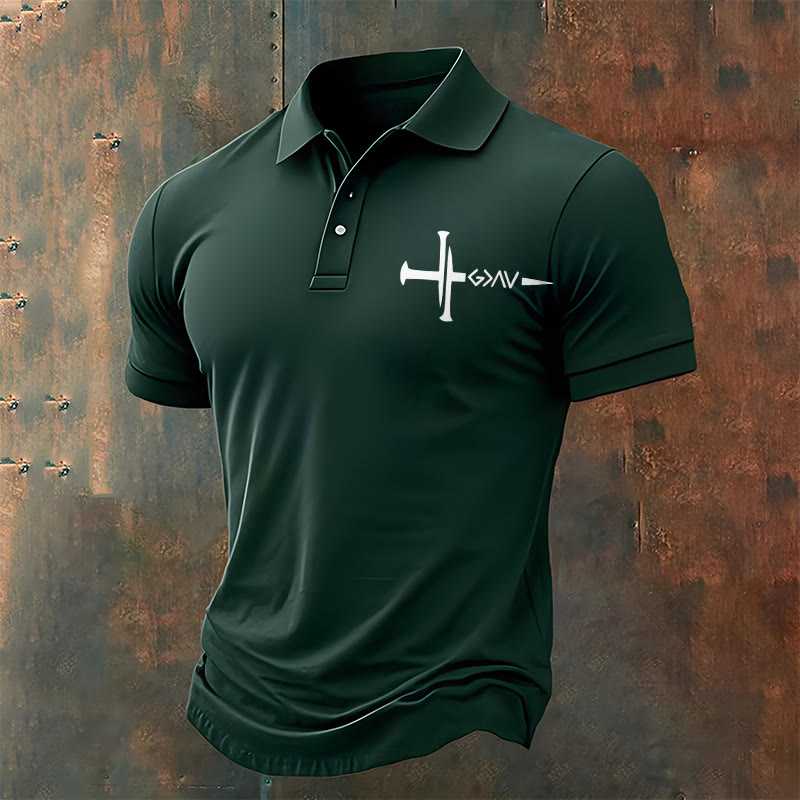 Christiandiscipleshop Nailed to Save – Cross & Nails Christian Polo T-shirt