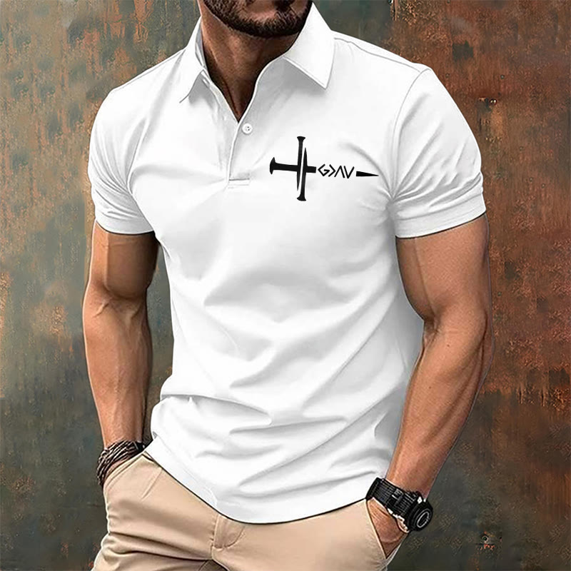Christiandiscipleshop Nailed to Save – Cross & Nails Christian Polo T-shirt