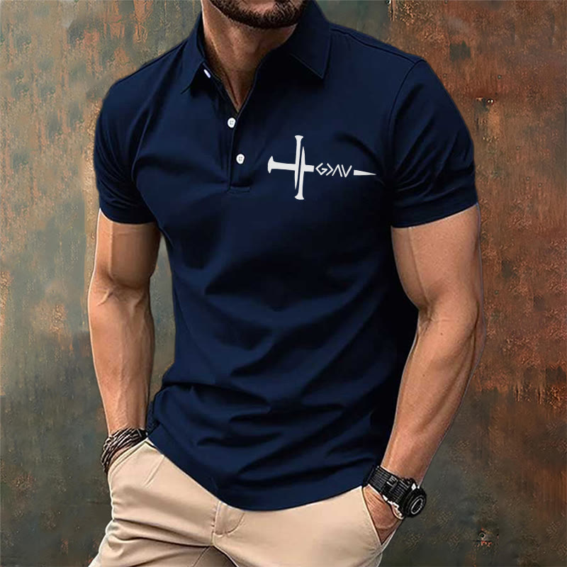 Christiandiscipleshop Nailed to Save – Cross & Nails Christian Polo T-shirt