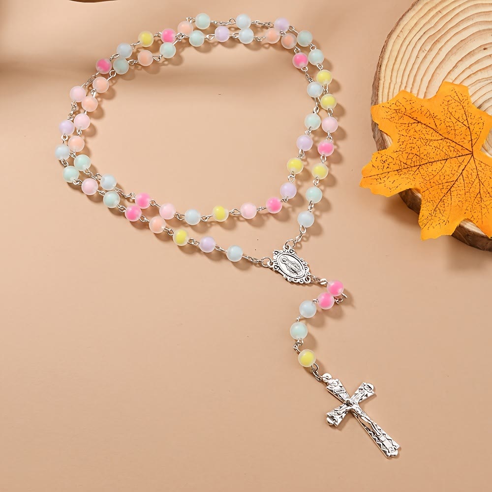 Christiandiscipleshop Frosted Colored Beads Miraculous Medal Crucifix Rosary