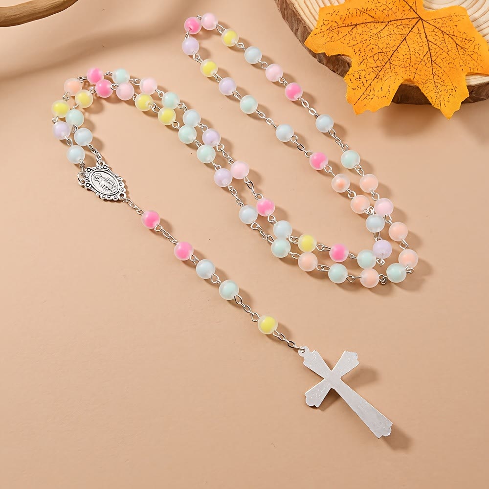 Christiandiscipleshop Frosted Colored Beads Miraculous Medal Crucifix Rosary