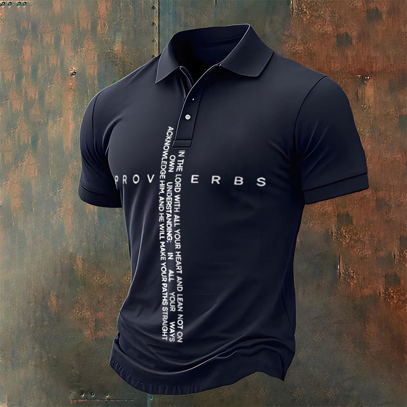 christiandiscipleshop Men's Faith Jesus Proverbs Trust In The Lord With All Your Heart Casual Polo Shirt