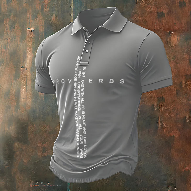 christiandiscipleshop Men's Faith Jesus Proverbs Trust In The Lord With All Your Heart Casual Polo Shirt