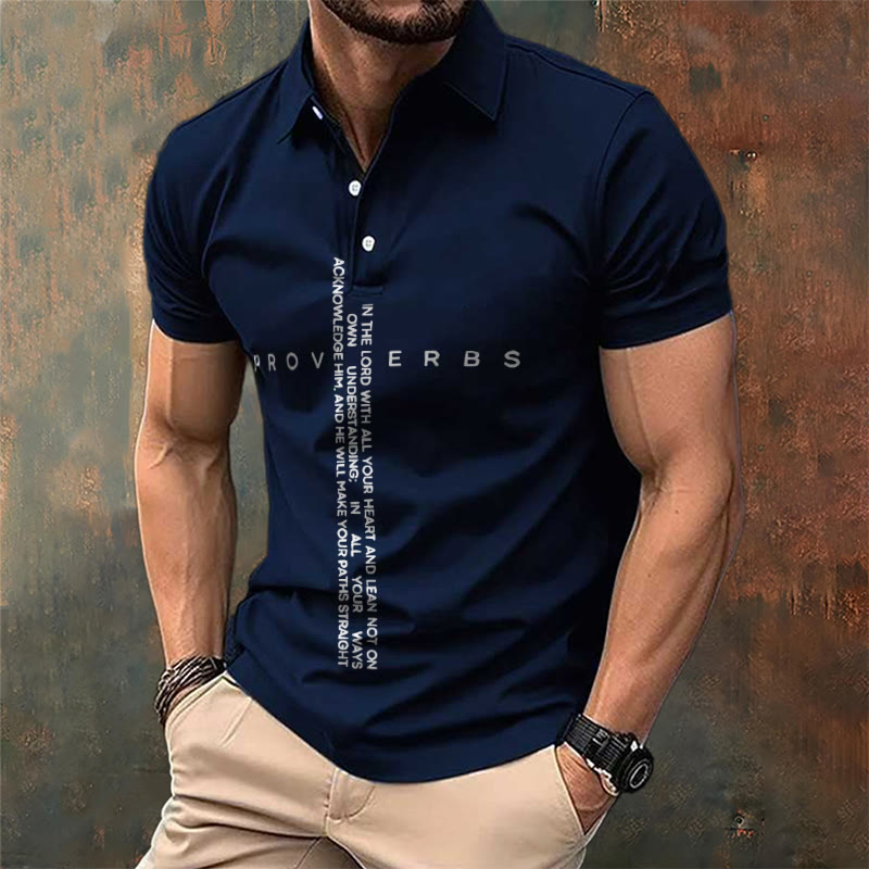 christiandiscipleshop Men's Faith Jesus Proverbs Trust In The Lord With All Your Heart Casual Polo Shirt