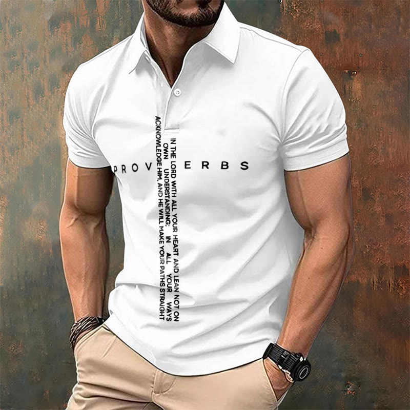 christiandiscipleshop Men's Faith Jesus Proverbs Trust In The Lord With All Your Heart Casual Polo Shirt