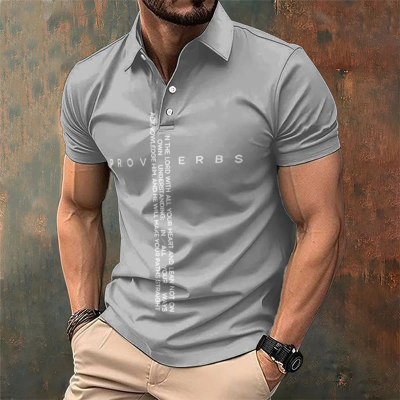 christiandiscipleshop Men's Faith Jesus Proverbs Trust In The Lord With All Your Heart Casual Polo Shirt
