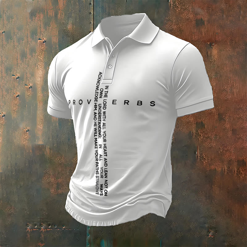 christiandiscipleshop Men's Faith Jesus Proverbs Trust In The Lord With All Your Heart Casual Polo Shirt
