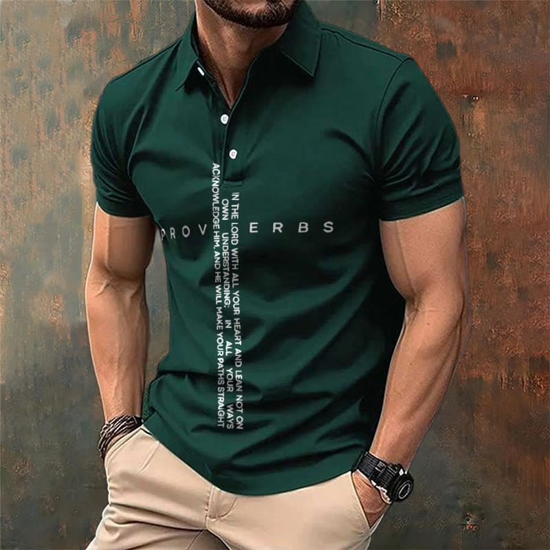 christiandiscipleshop Men's Faith Jesus Proverbs Trust In The Lord With All Your Heart Casual Polo Shirt
