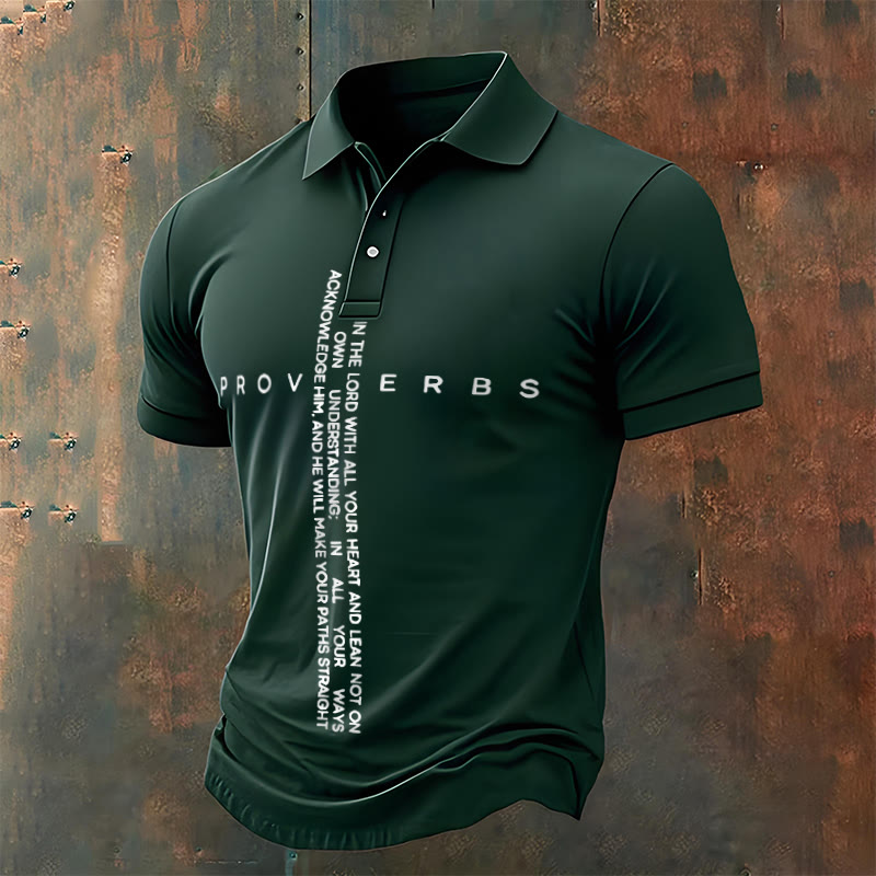 christiandiscipleshop Men's Faith Jesus Proverbs Trust In The Lord With All Your Heart Casual Polo Shirt