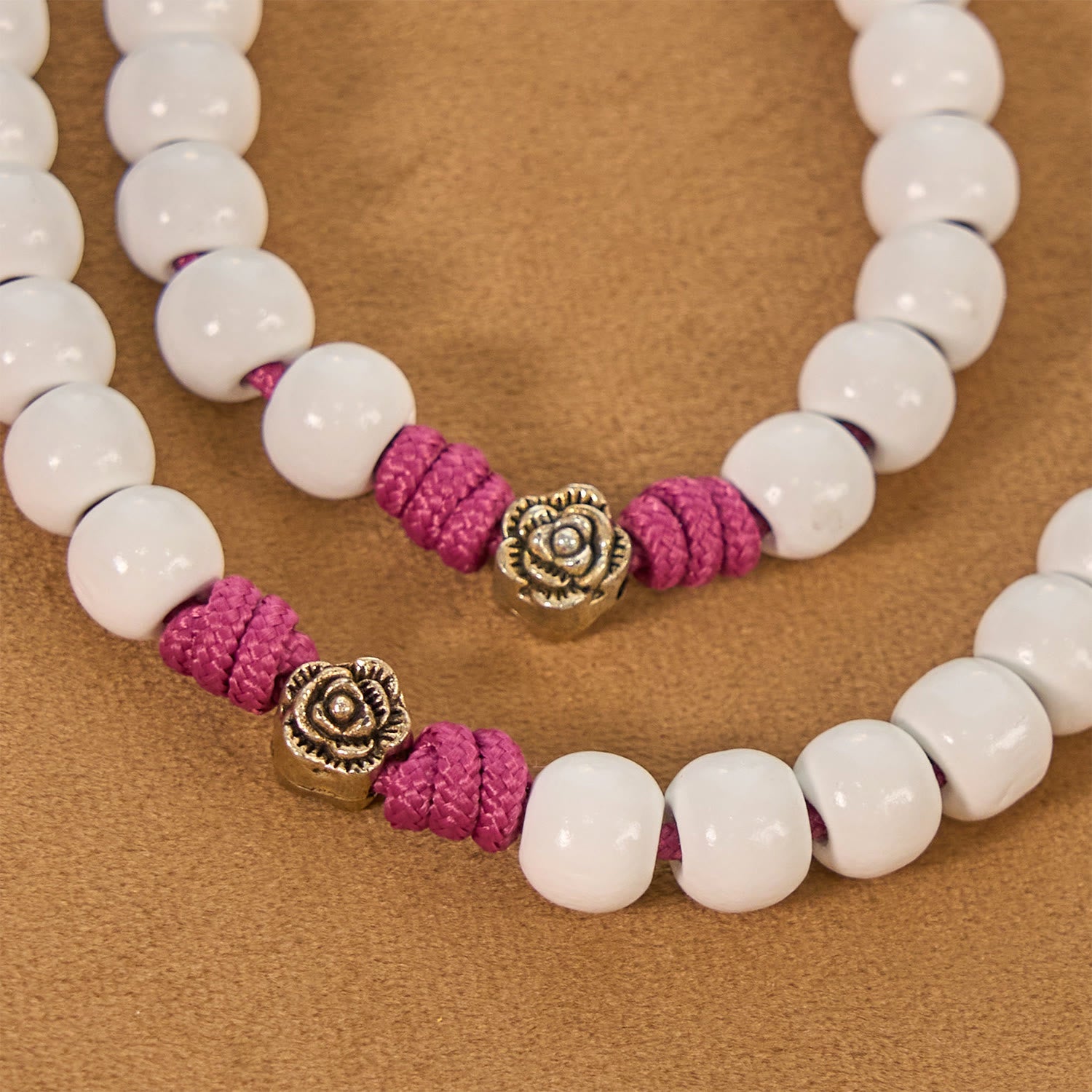 Christiandiscipleshop Grace - Infused Rosary: Handmade White Bead Rosary with Mary's Medal and Floral Accents