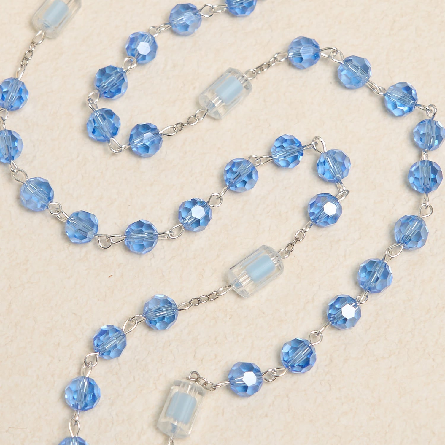 christiandiscipleshop Handmade Crucifix Blue Crystal & Glass Our Lady Beads Divine Grace Rosary