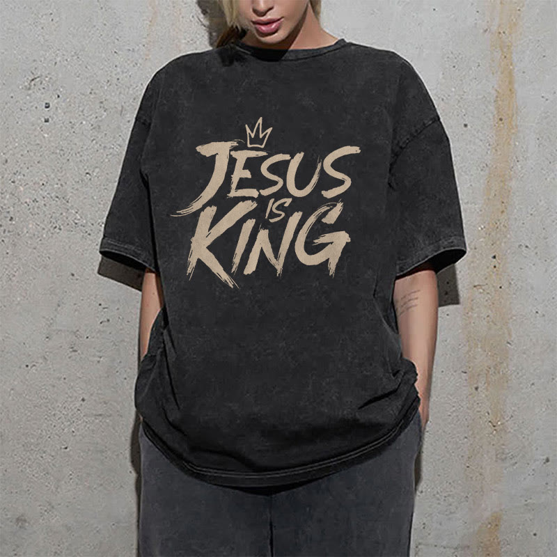 christiandiscipleshop Jesus Is King Unisex Washed T-Shirt