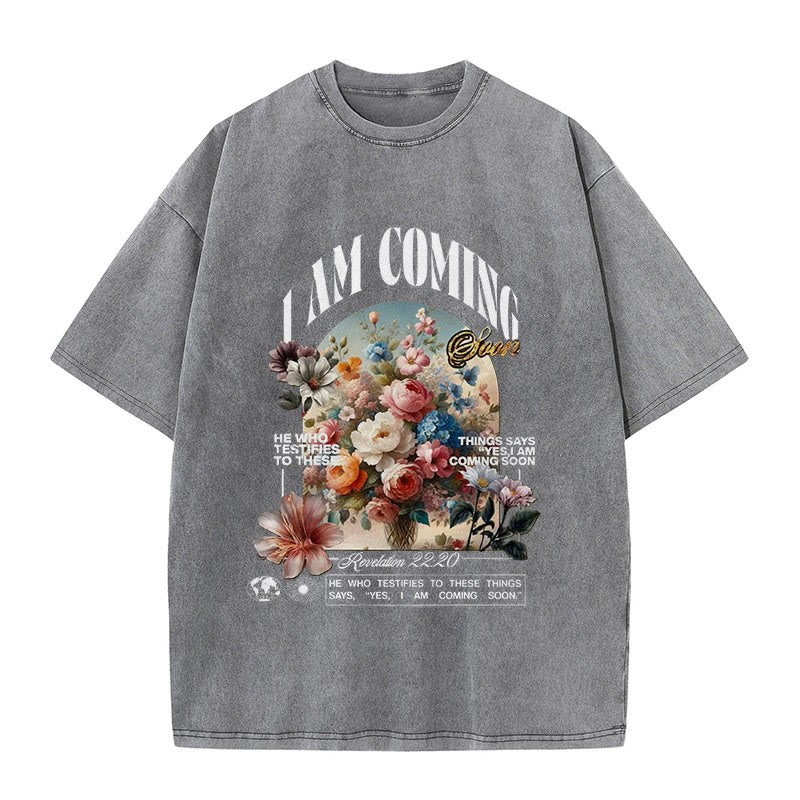 christiandiscipleshop I Am Coming Soon Unisex Washed T-Shirt