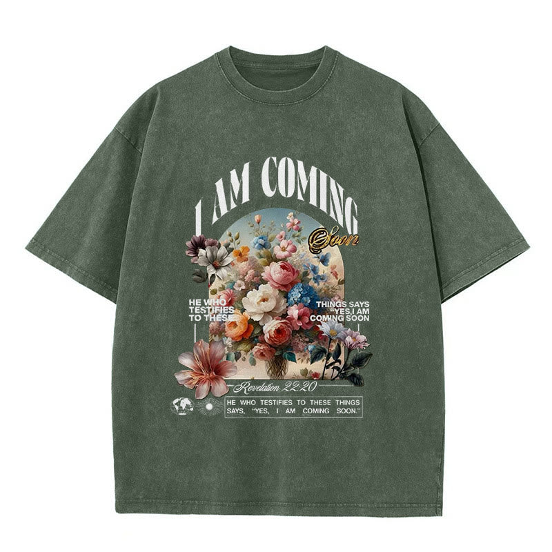christiandiscipleshop I Am Coming Soon Unisex Washed T-Shirt