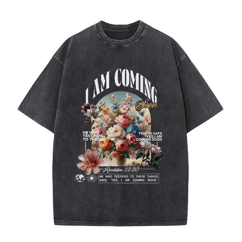christiandiscipleshop I Am Coming Soon Unisex Washed T-Shirt