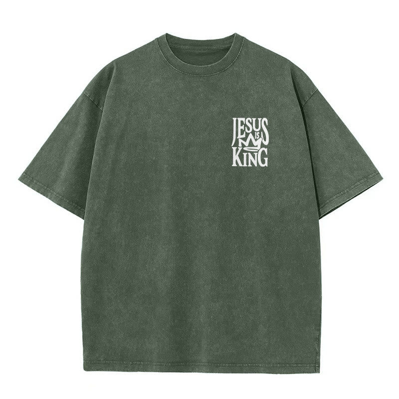 christiandiscipleshop Jesus is King Statement Unisex Washed T-Shirt