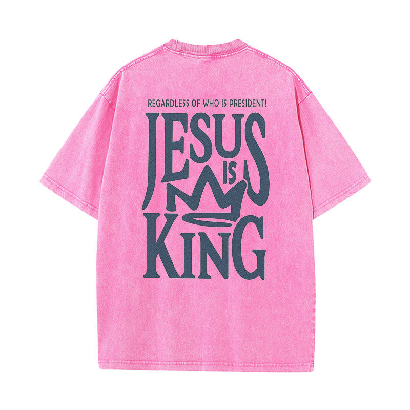 christiandiscipleshop Jesus is King Statement Unisex Washed T-Shirt