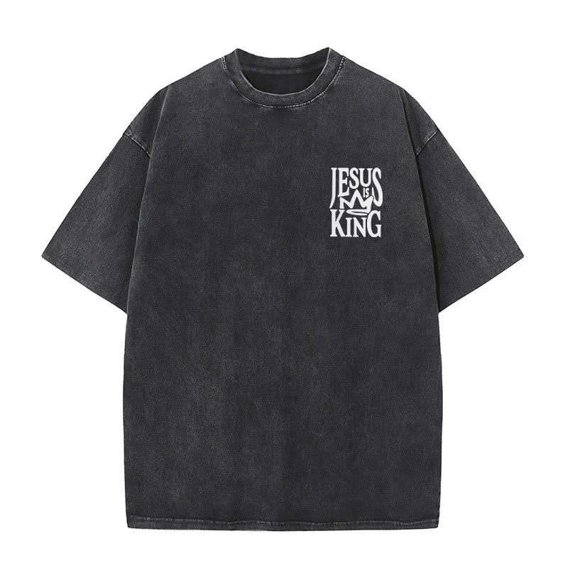 christiandiscipleshop Jesus is King Statement Unisex Washed T-Shirt