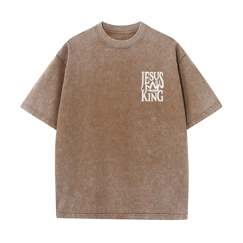 christiandiscipleshop Jesus is King Statement Unisex Washed T-Shirt