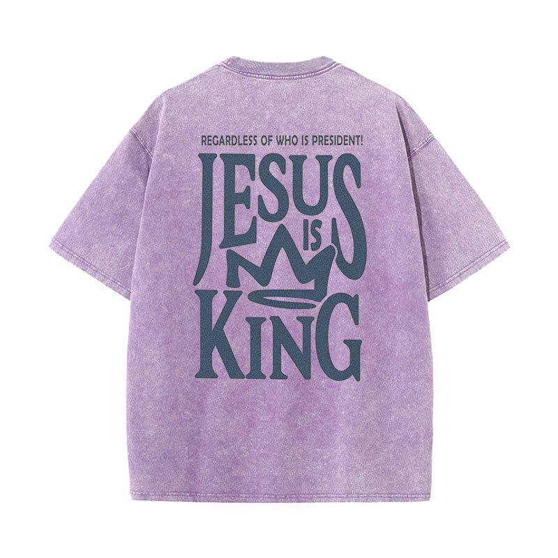 christiandiscipleshop Jesus is King Statement Unisex Washed T-Shirt