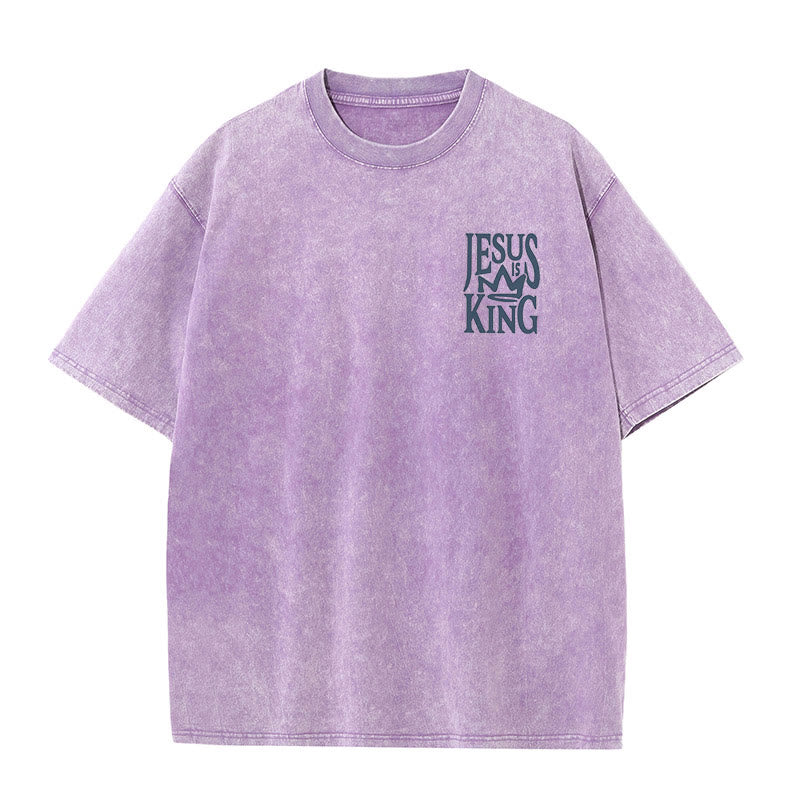 christiandiscipleshop Jesus is King Statement Unisex Washed T-Shirt
