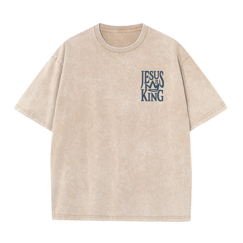 christiandiscipleshop Jesus is King Statement Unisex Washed T-Shirt