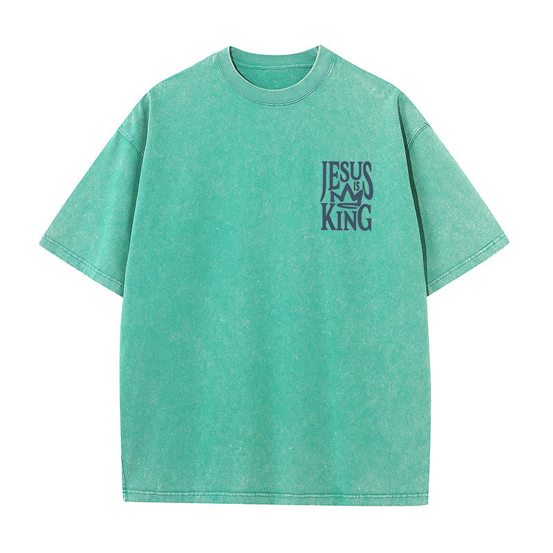 christiandiscipleshop Jesus is King Statement Unisex Washed T-Shirt