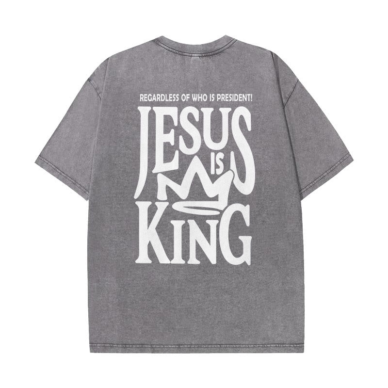 christiandiscipleshop Jesus is King Statement Unisex Washed T-Shirt