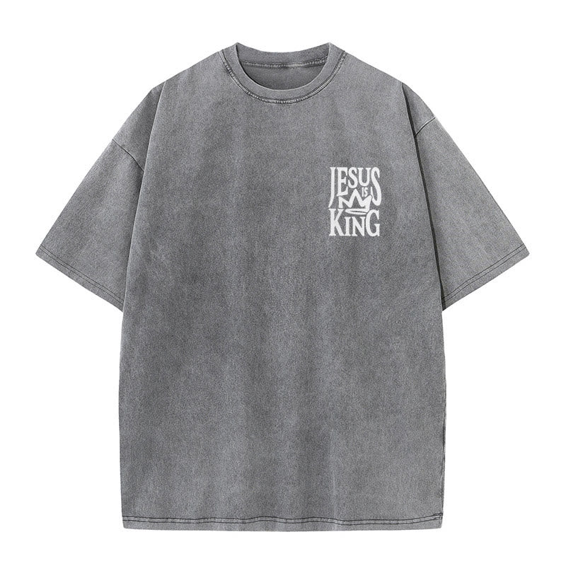 christiandiscipleshop Jesus is King Statement Unisex Washed T-Shirt