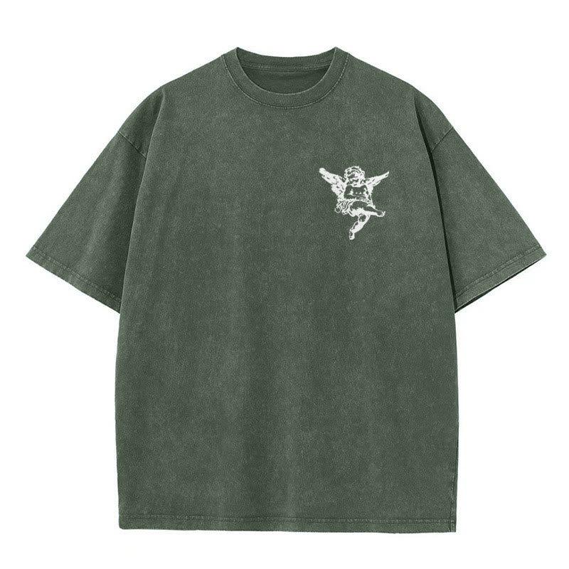 christiandiscipleshop Inspired Blessed T-Shirt with Cherub Design Unisex Washed T-Shirt