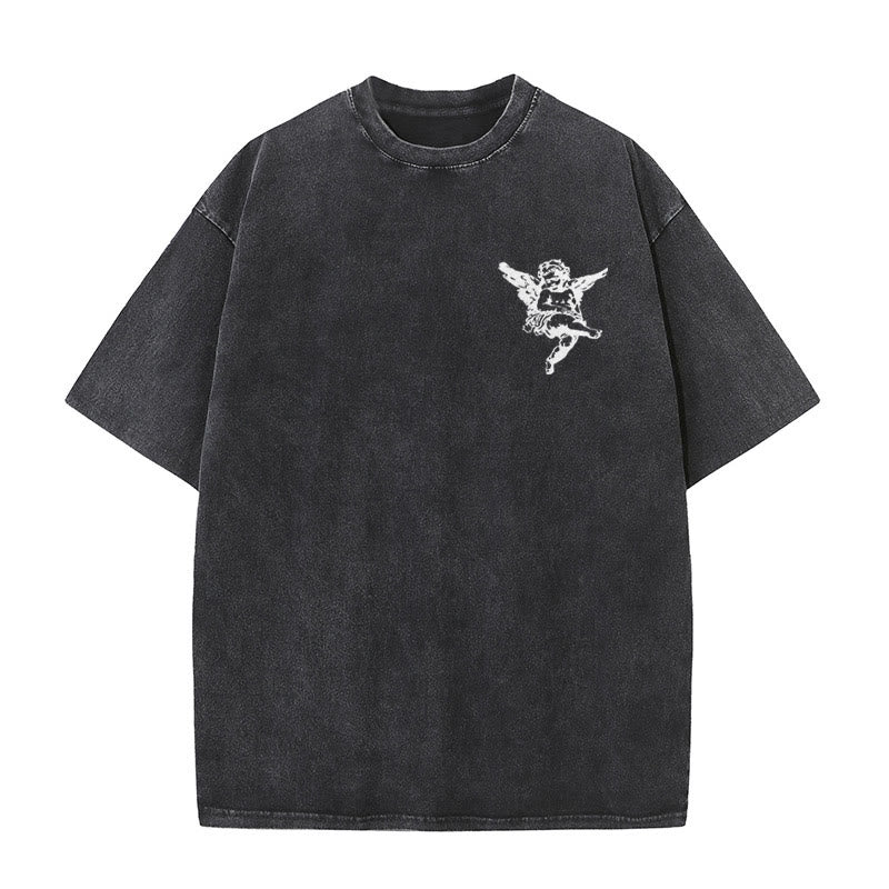 christiandiscipleshop Inspired Blessed T-Shirt with Cherub Design Unisex Washed T-Shirt