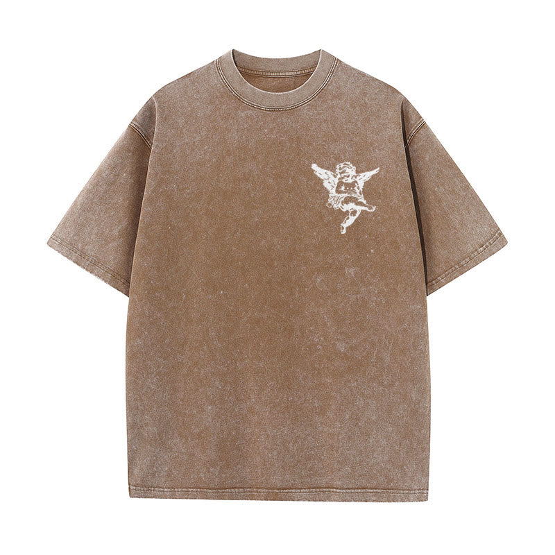 christiandiscipleshop Inspired Blessed T-Shirt with Cherub Design Unisex Washed T-Shirt