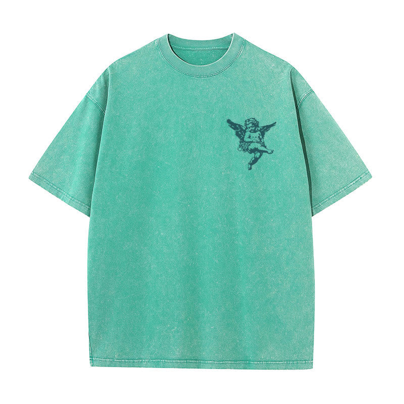 christiandiscipleshop Inspired Blessed T-Shirt with Cherub Design Unisex Washed T-Shirt