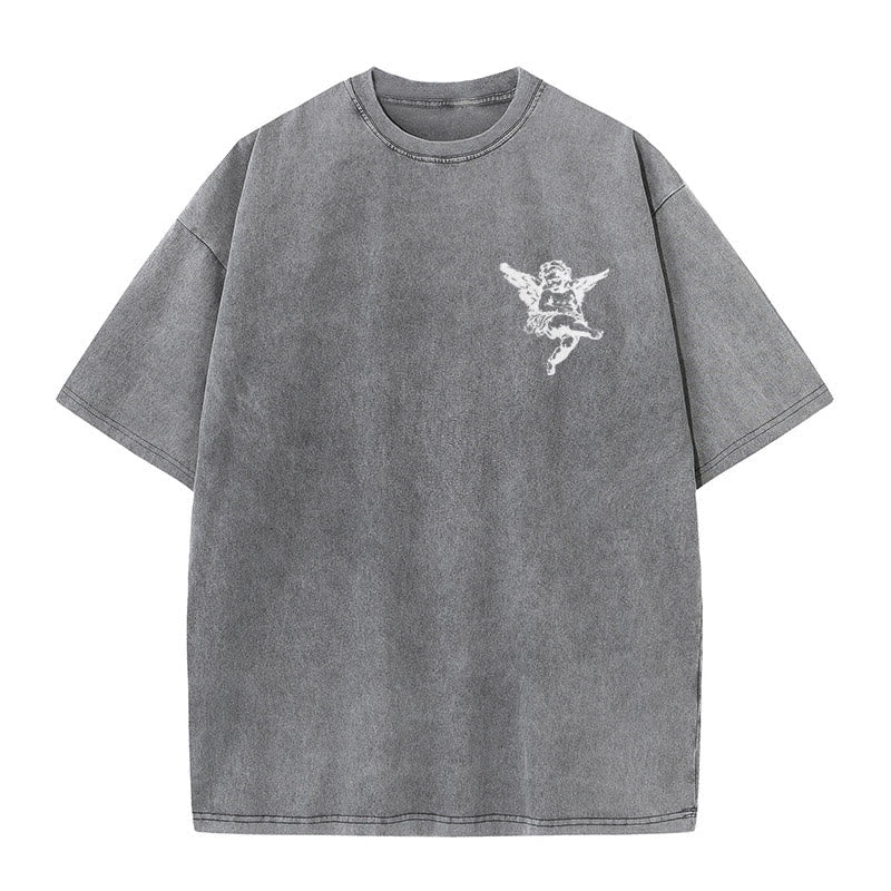 christiandiscipleshop Inspired Blessed T-Shirt with Cherub Design Unisex Washed T-Shirt