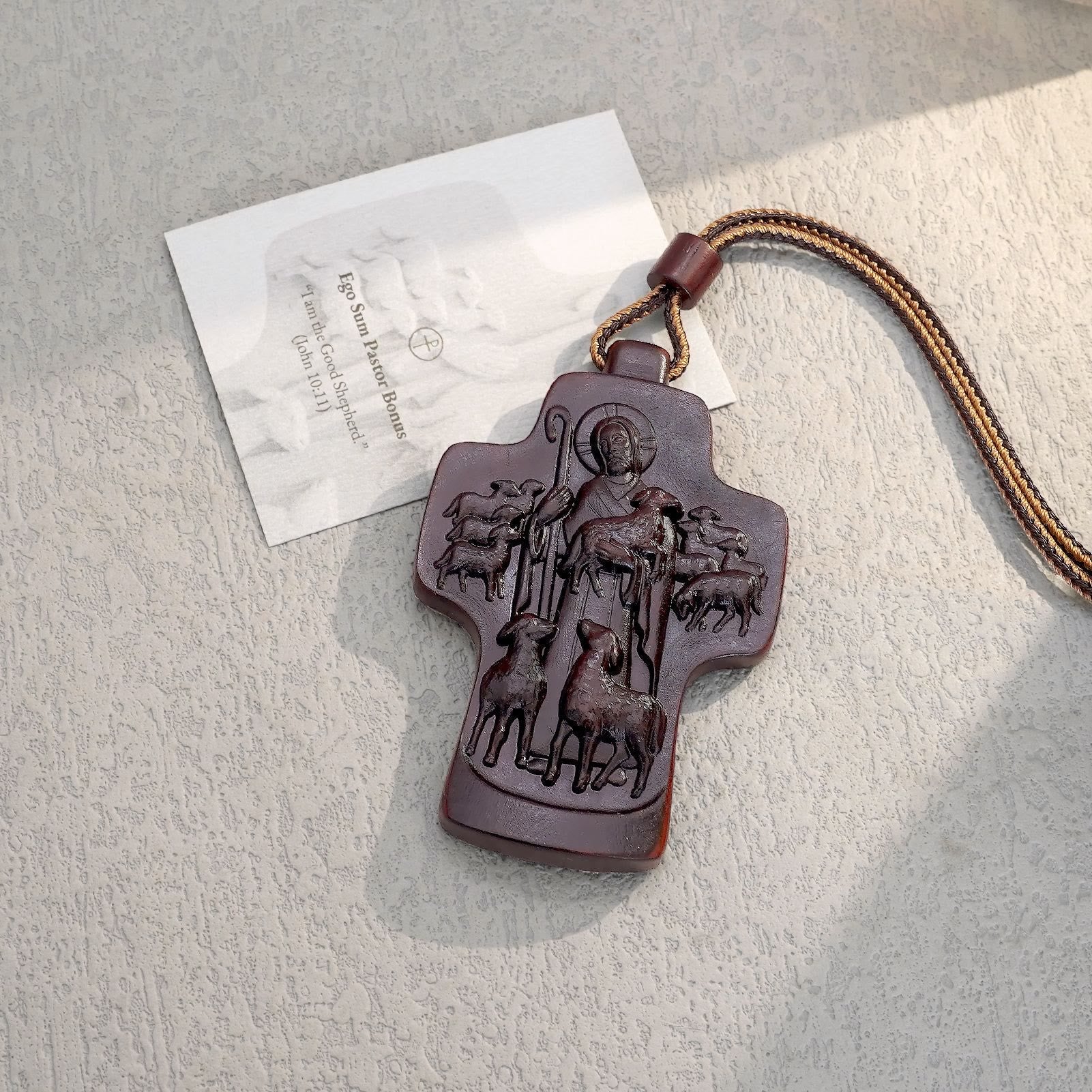 christiandiscipleshop Handmade Good Shepherd Jesus With Wood Cross Necklace: A Symbol of Faith and Craftsmanship