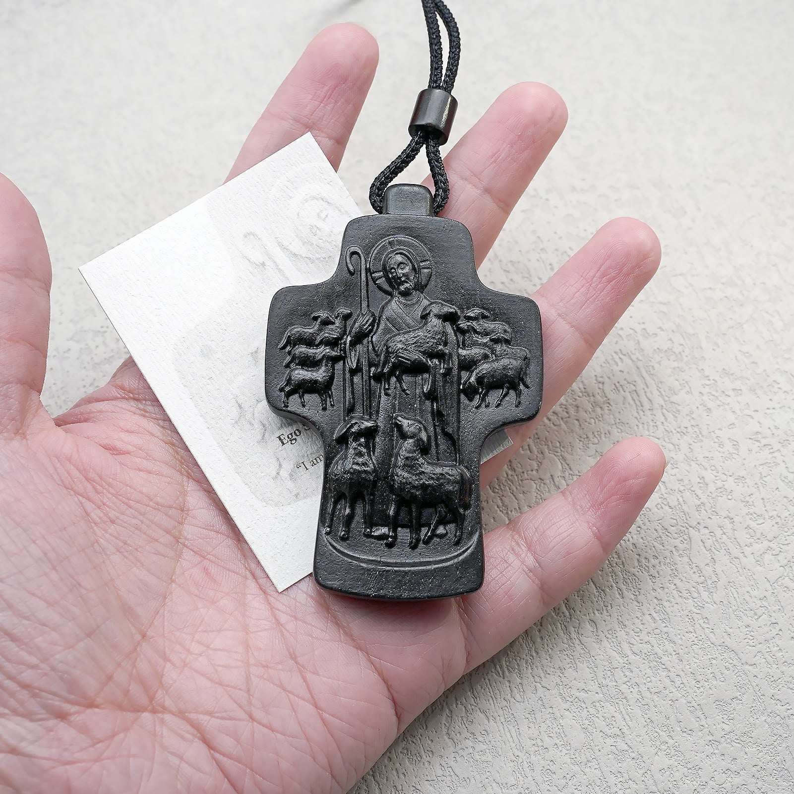 christiandiscipleshop Handmade Good Shepherd Jesus With Wood Cross Necklace: A Symbol of Faith and Craftsmanship