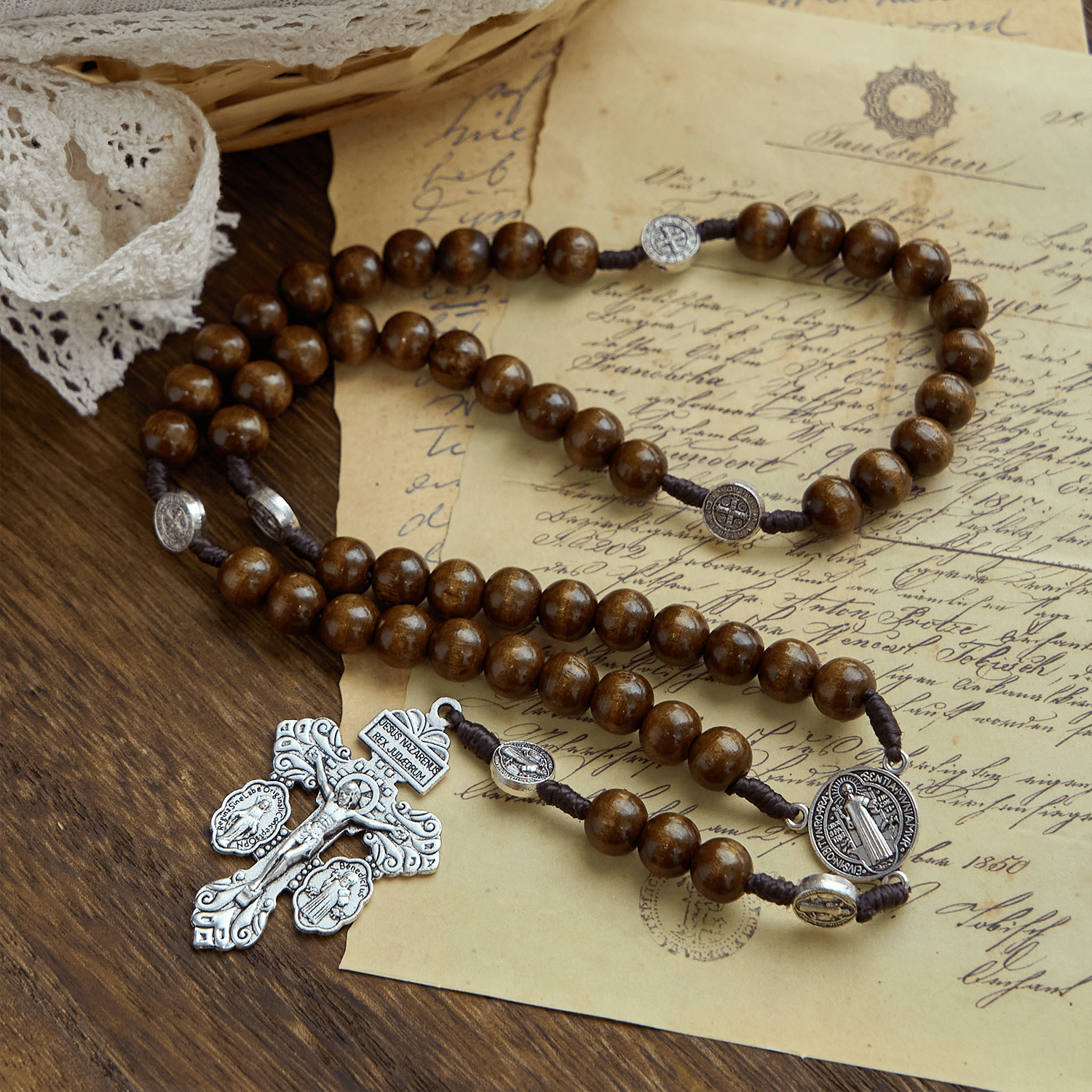 FREE Today: St. Benedict Medal Church Forgiveness Absolution Wooden Necklace Rosary Gift