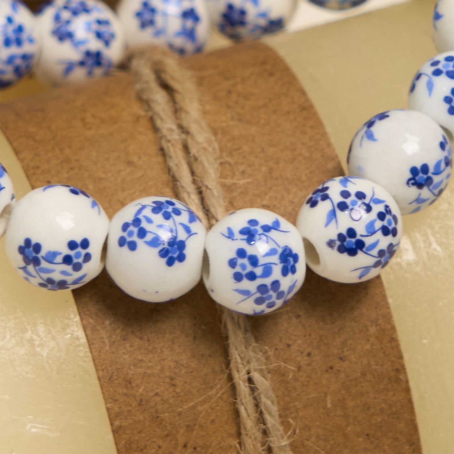 Christianartworkshop Blue & White Beaded Floral Bracelet with Miraculous Medal