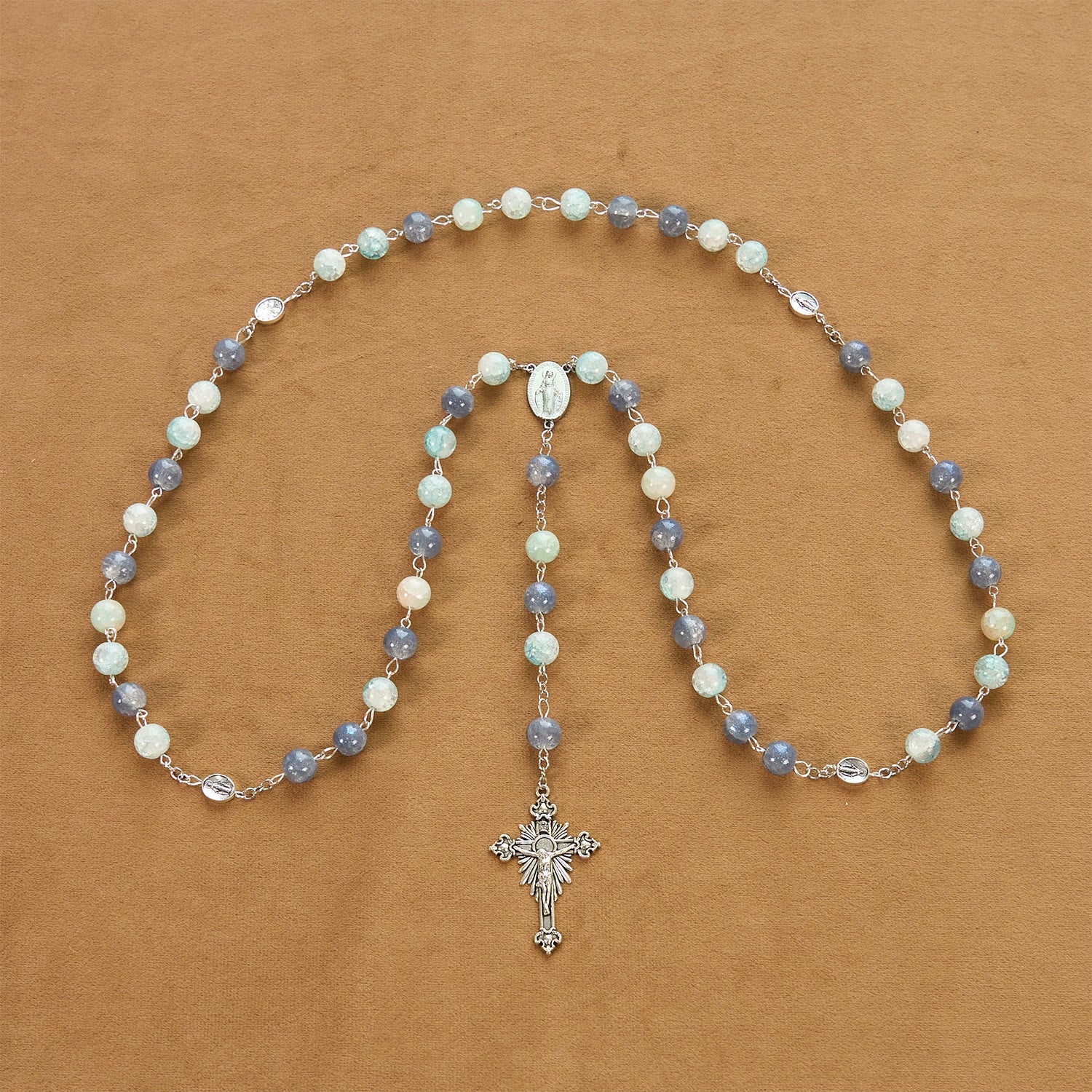 christiandiscipleshop Handmade Original Grey Blue Rosary with Miraculous Medal: A Unique Expression of Faith