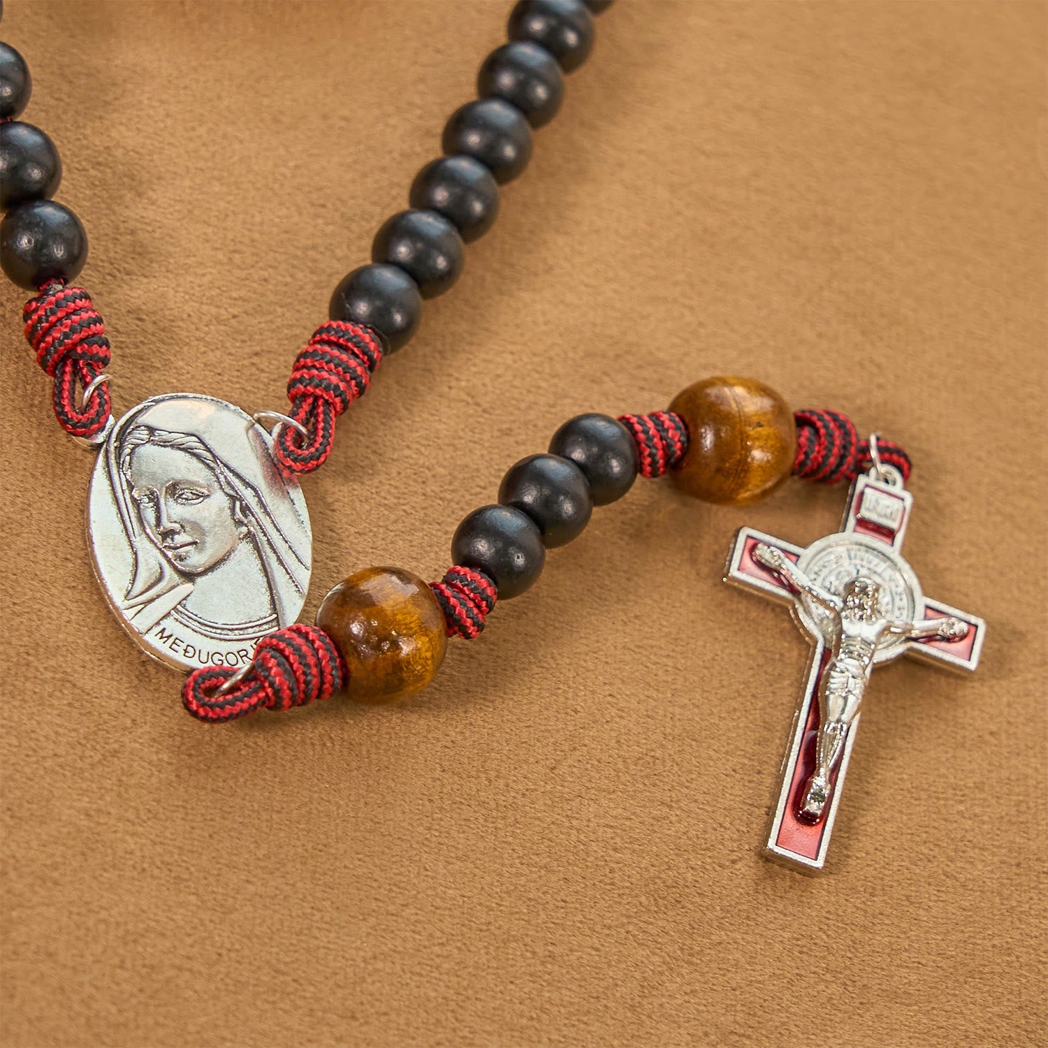 christiandiscipleshop Handmade Original Rosary with 10mm Ebony Wooden Beads & Solid Paracord