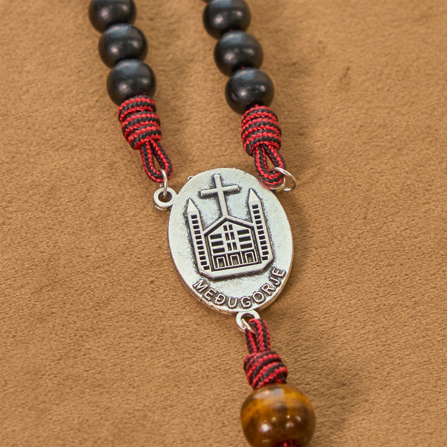 christiandiscipleshop Handmade Original Rosary with 10mm Ebony Wooden Beads & Solid Paracord