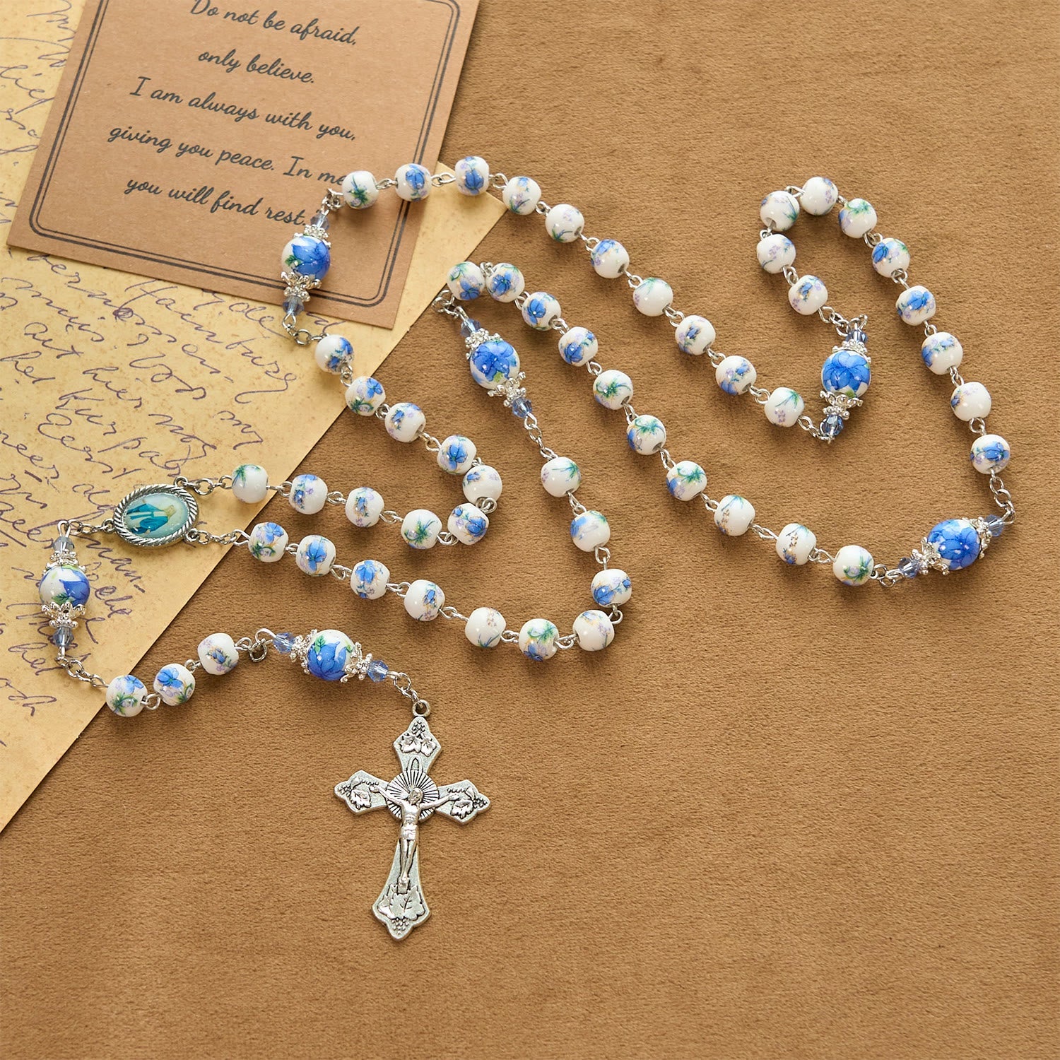 christiandiscipleshop Handmade Floral Lily of the Vally Beads Rosary: Divine Peace Gem