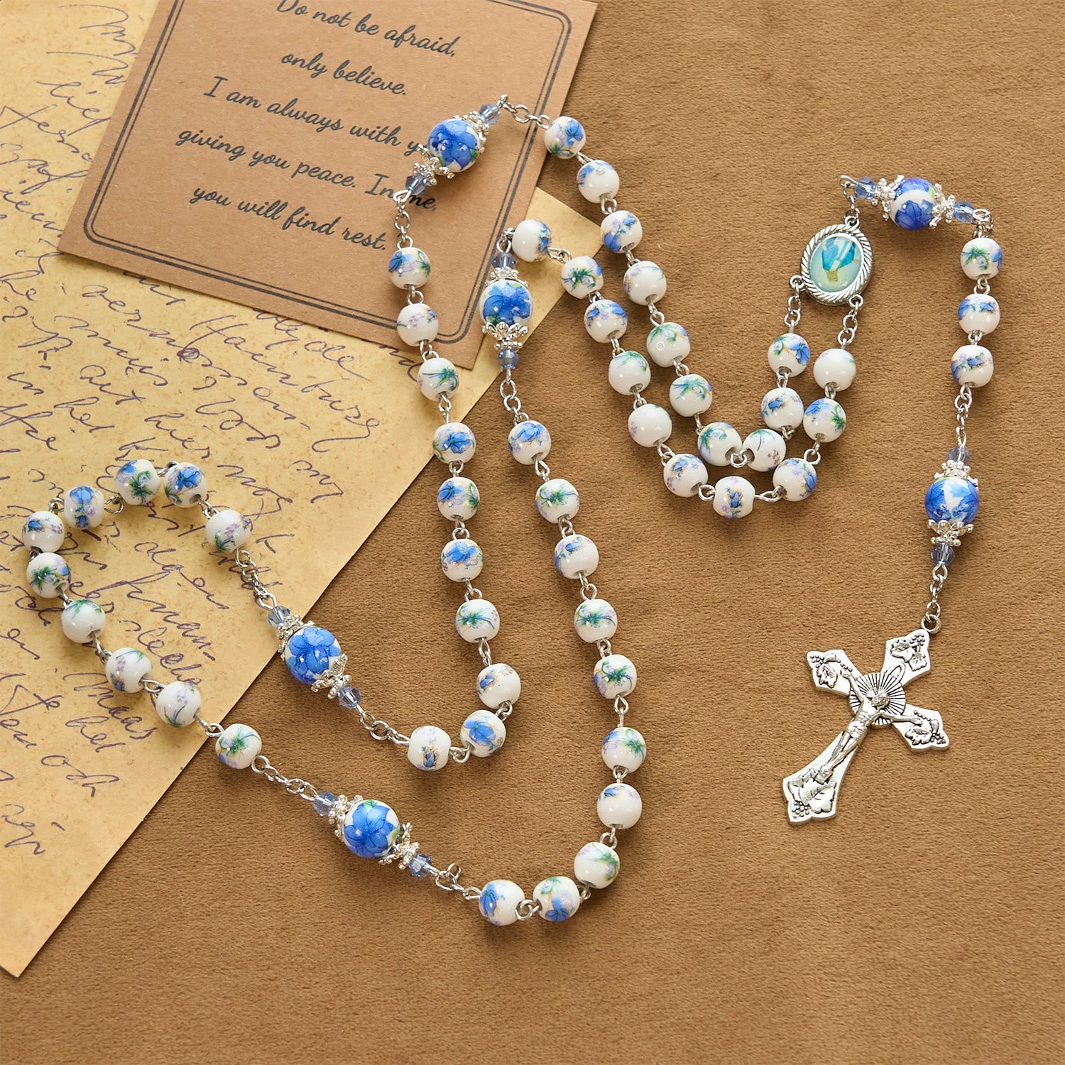 christiandiscipleshop Handmade Floral Lily of the Vally Beads Rosary: Divine Peace Gem